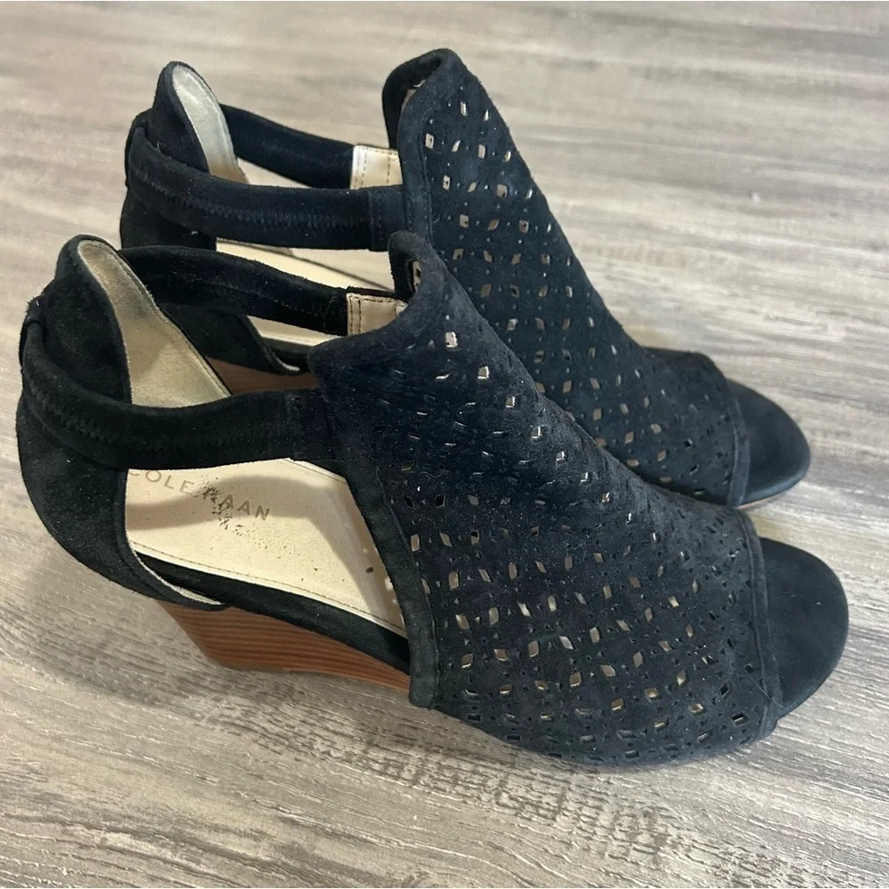 Cole Haan Edie Wedge Black Suede Bootie